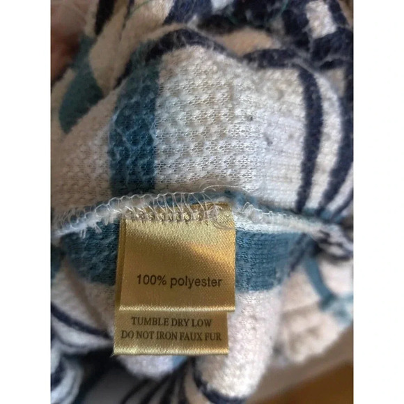 True Grit Sherpa Frosty Plaid Pullover Blue White Sweatshirt Size M - Picture 5 of 5